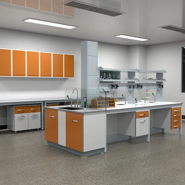 Lab Furniture Custom Sterile Wash Test Conner Tables PP Ceramic Phisycs Laboratory Central Wall Benches Cabinets for Schools