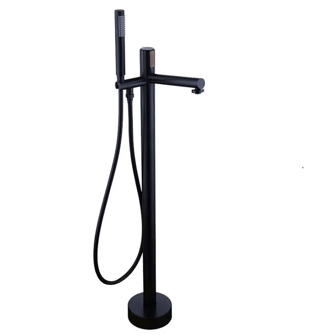 Modern Matte black Brass Free Standing Bath Shower tap Floor Stand Tub Filler Shower Mixer Freestanding Bathtub Faucet