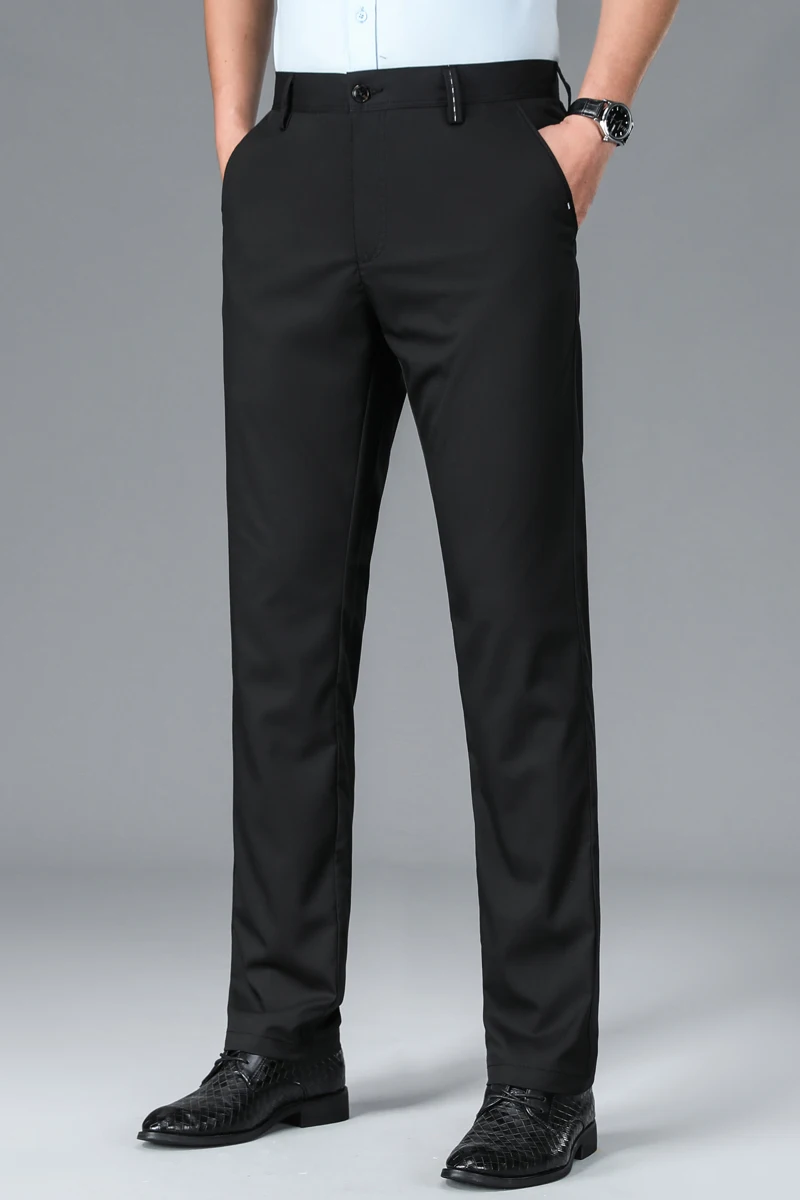 Men's Suit Pants Men Business Elastic Waist Classic Office Straight