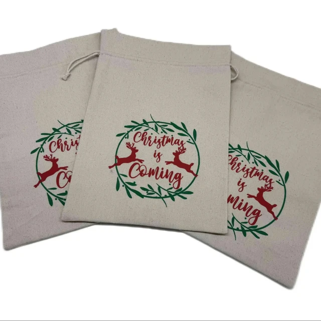 Cotton and linen medium custom logo Christmas corset dust bag