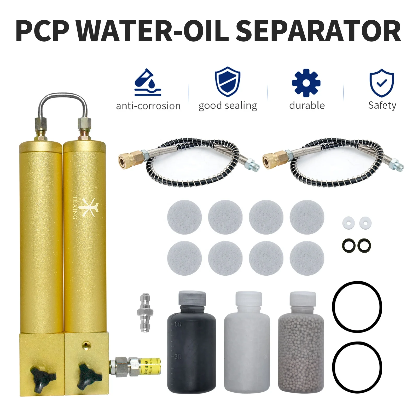 TUXING High Pressure 4500psi 300bar 30mpa PCP Compressor Oil Water  Separator Two Stage Filtration Air Filter for Scuba Diving| Alibaba.com