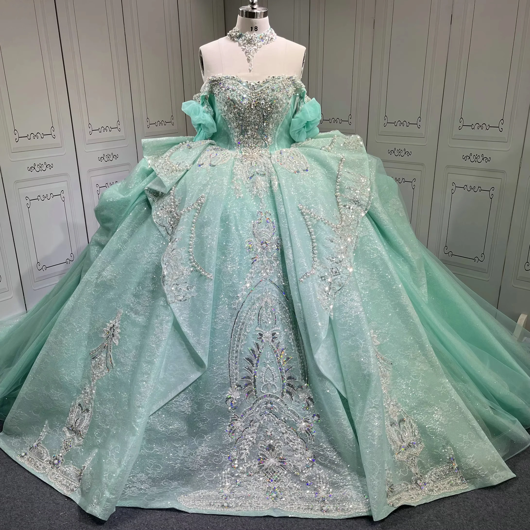 Mumuleo Aqua Quince Dress Shiny Crystal Vestidos De 15 Anos Princess Sweet  15 16 Years Old Birthday Party Gown