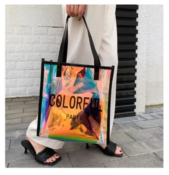 Buy Wholesale China Clear Bag Stadium Approved, Women Fashion Holographic  Rainbow Tote Bag For Work, Sports, Games & Women Fashion Bag With Hander at  USD 3