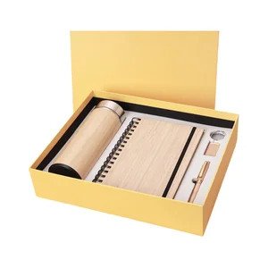 A2815 Custom Stationery New 304 Stainless Steel Thermos Cup Bamboo Notebook Set Practical Gifts Business Journal Notebook Set