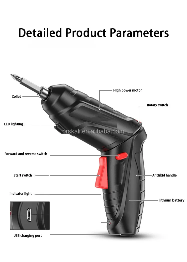 NEOBRISKEN USB rechargeable small household electric screwdriver Portable large torque screwdriver power screwdriver tools sets