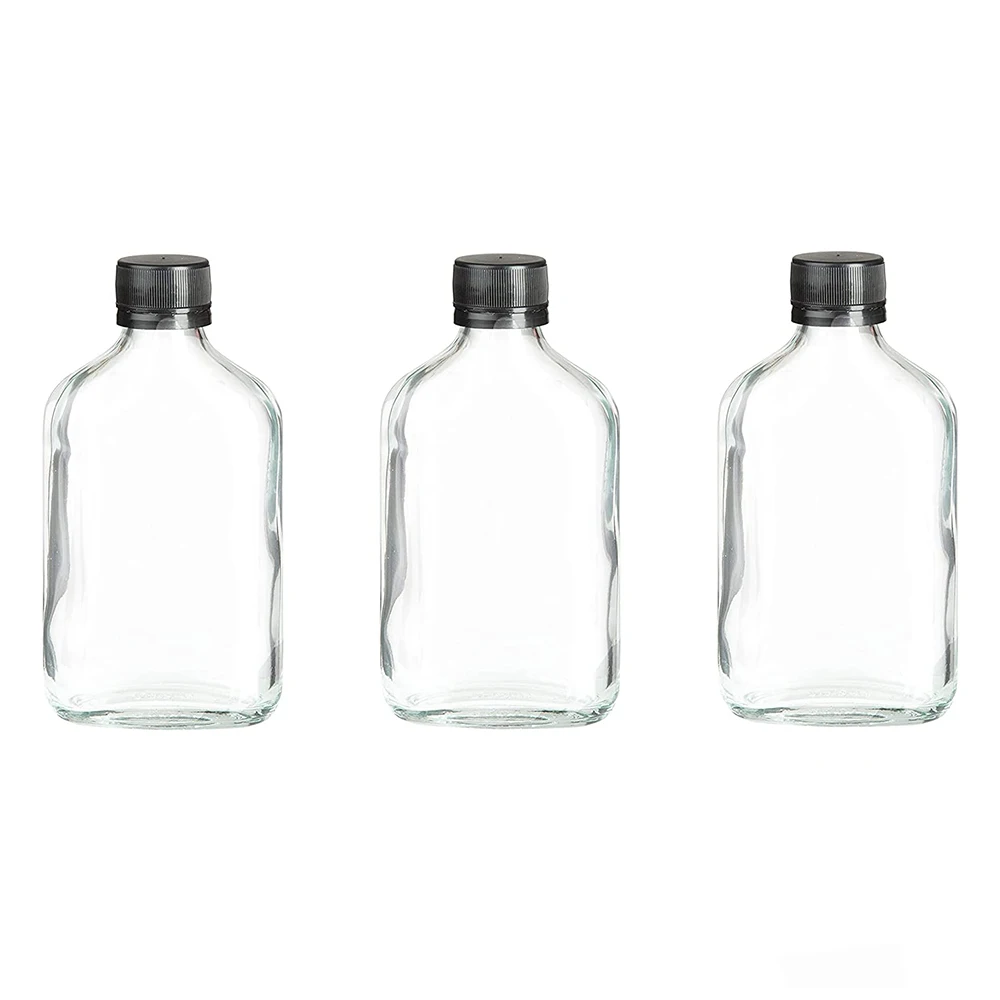 Ilyapa Ilyapa 375 ml Glass Flask Bottle - 6 Pack Liquor Pocket Flask with  Plastic Top, Sauce, Oil, Syrup Bottle