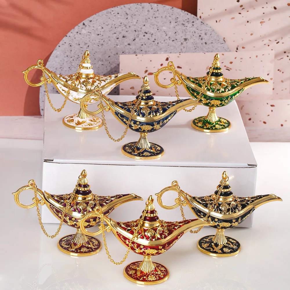 Lampada Magica Aladino In Metallo Vintage - Teiera Genio Delle Mille E Una Notte - Decorazione Casa Stile Fiabesco