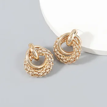 Summer Fashion Simple Alloy Hollow Geometric Shape Female Bohemian Small Retro Stud Earrings