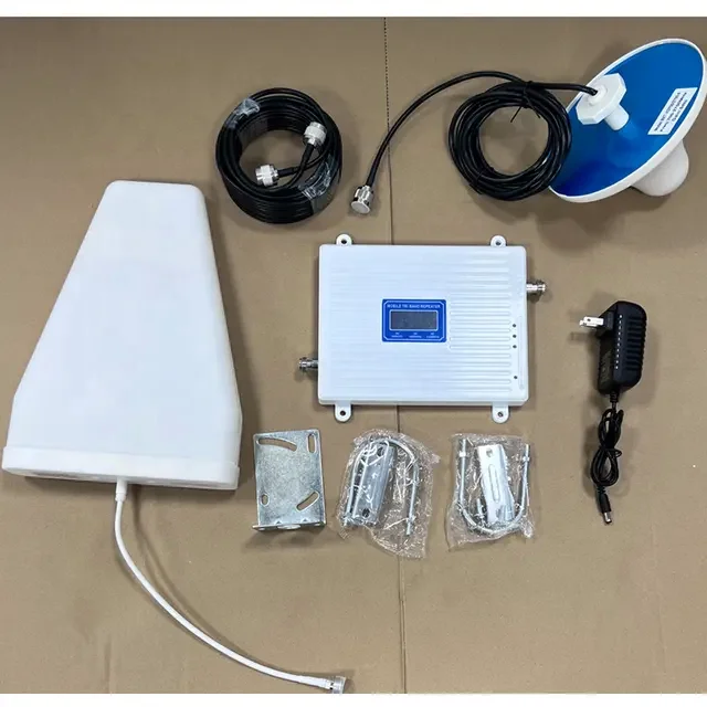2G 3G 4G Triple Band Cell Phone Signal Booster Gsm 900Mhz Dcs 1800Mhz Wcdma  2100Mhz Mobile Cellular Signal Repeater Antenna Set