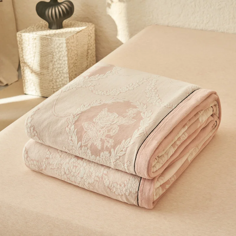 Премиум утолщенный теплый молочный бархат окрашенный цветочный узор одеяло для уютного комфорта идеально подходит дома и путешествий