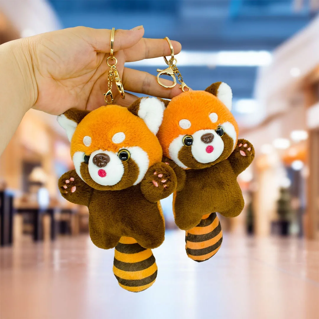 卸売カスタムOEM11cmカワイイアライグマぬいぐるみキーリング