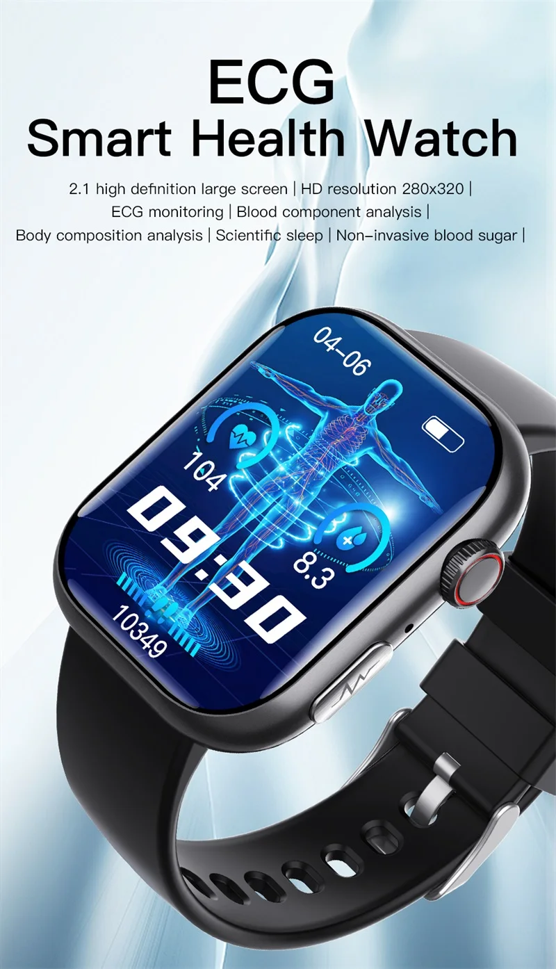 Oem Stainless Steel Smartwatch F100 Ecg Bt Call Body Temperature Blood ...