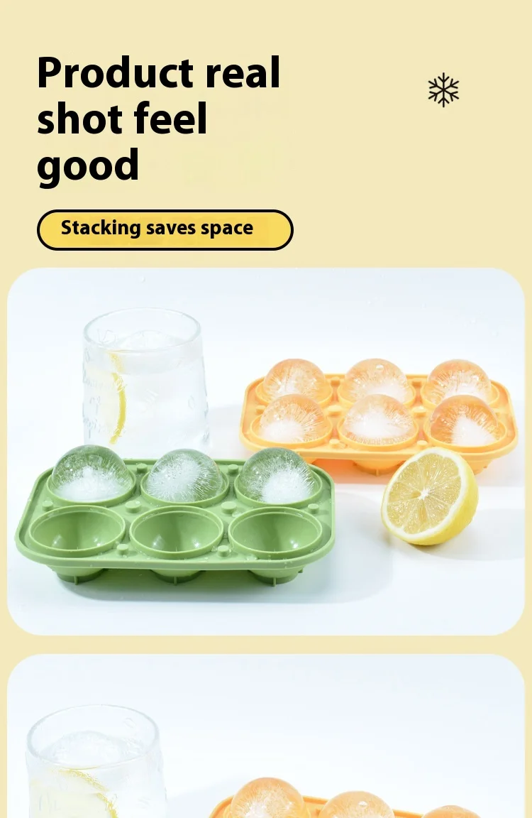 Food Grade Silicone Six-Hole Circular Ice Hockey Mold Eco-Friendly Freezing Ice Tray for Household Whiskey with Lid factory