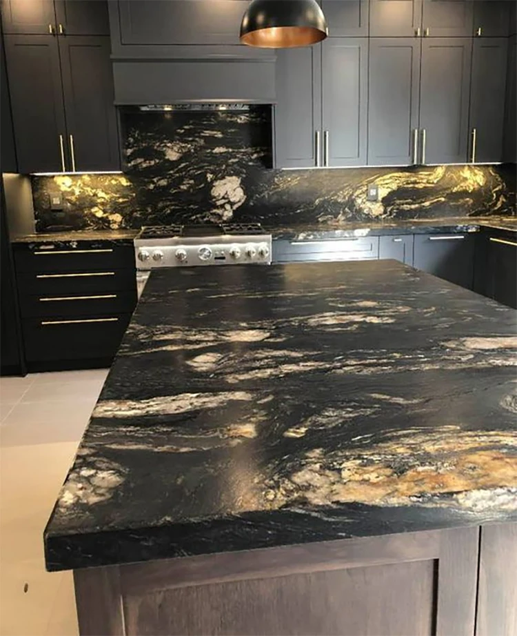 Brazilian Natural Stone Gold Granite Countertops Black Taurus Granite 