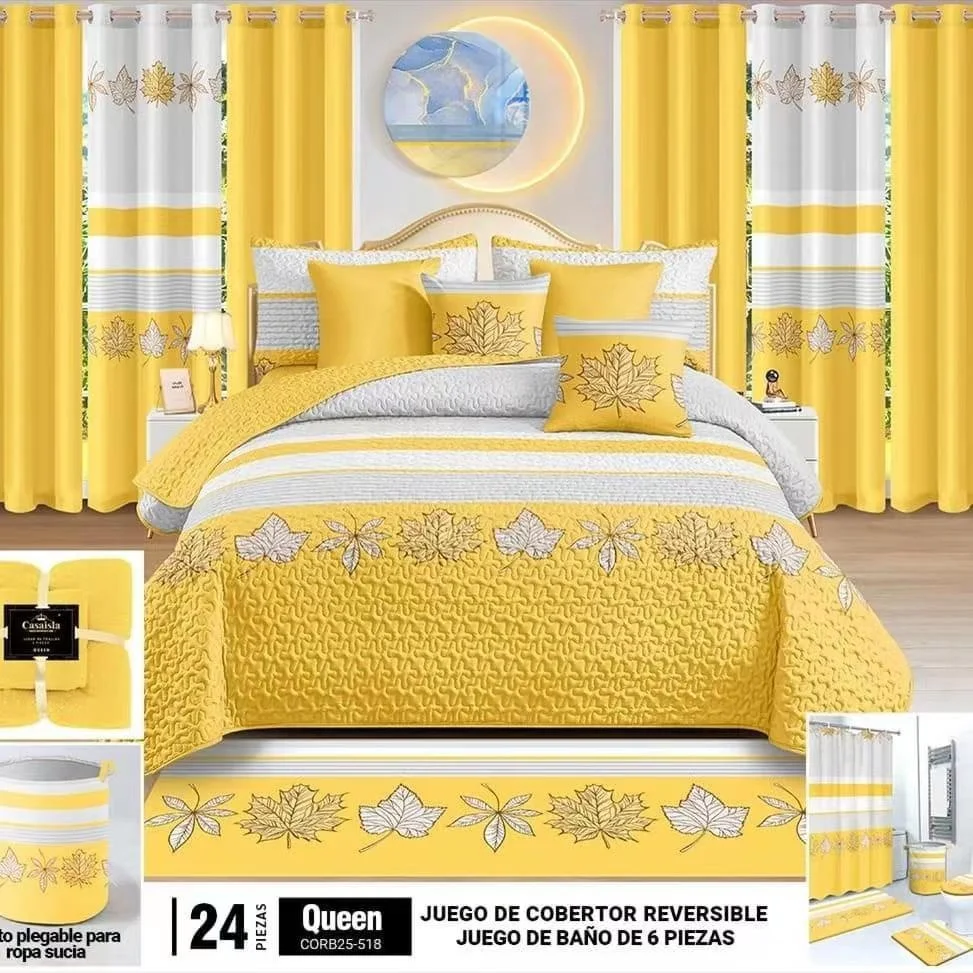 Ready To Ship 22 Pieces Quilted Bedspread With Curtain And Bathroom Set ...