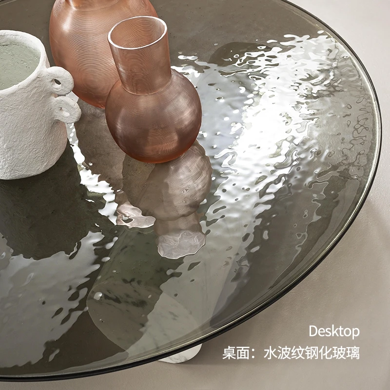 2022 New Arrival Minimalist Water Ripple Glass Coffee Table Set Nordic ...