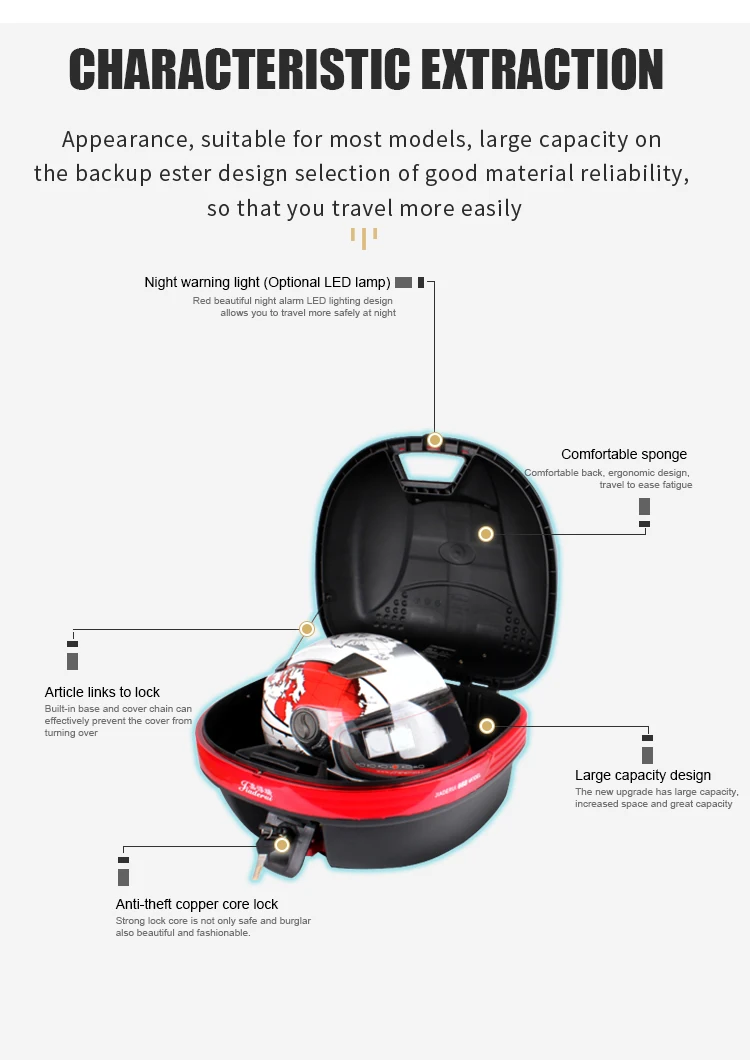 Factory Direct Sale Motorcycle Tail Box/scooter Top Box /motorcycle