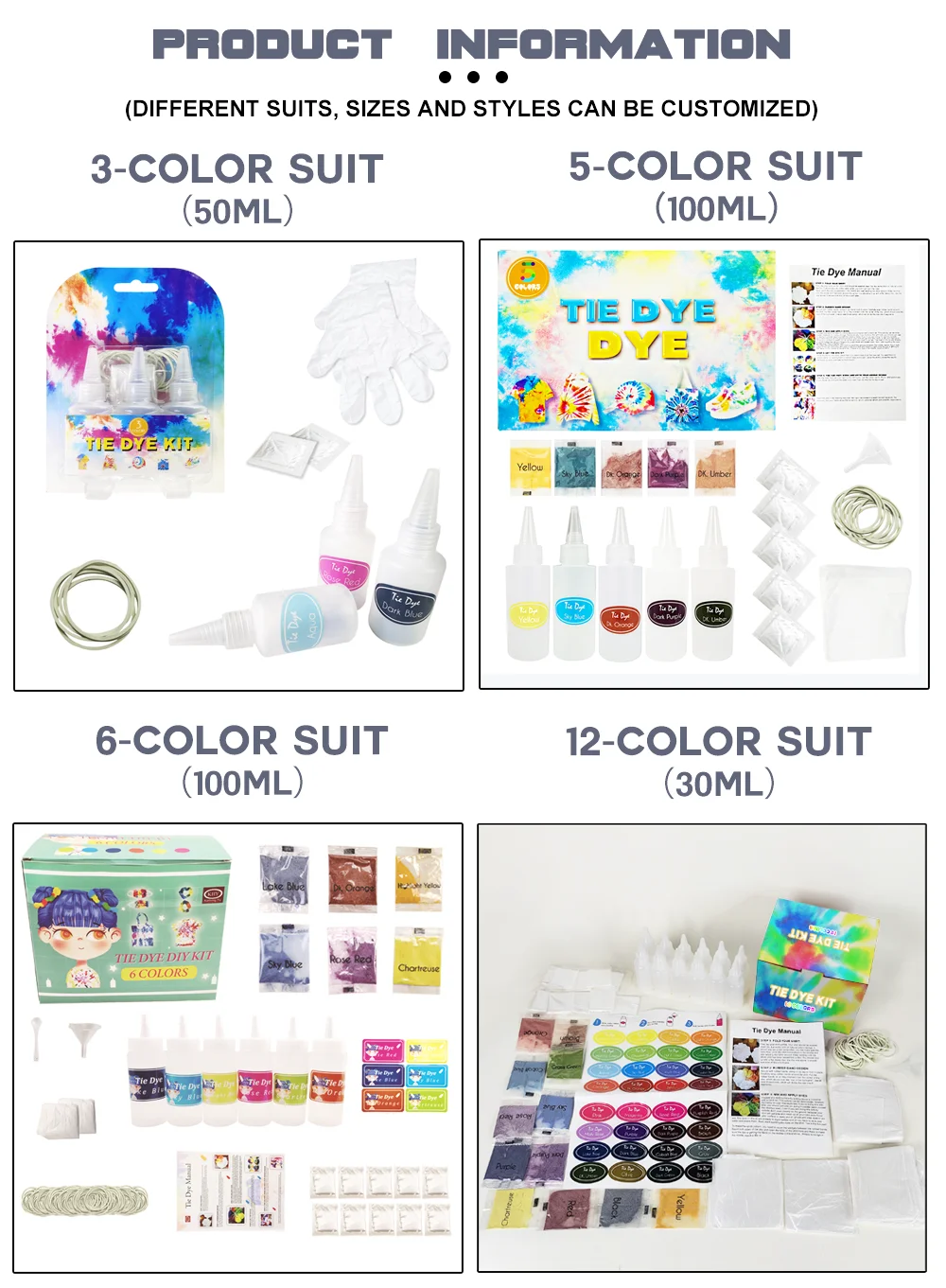 Khy Custom One Step Diy Set For Color Fabric Cloth Tie Dye Kit Buy