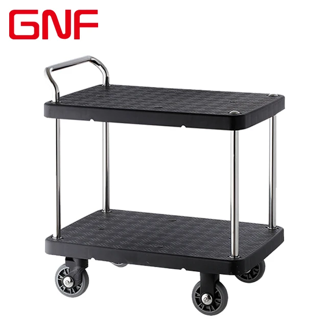 GNF 2 layer Plastic platform hand trolley & multifunction utility service cart
