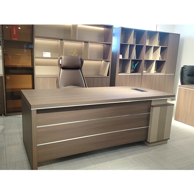 Office L-Shaped Computer Executive Luxury Desks Modern Ceo Manager Work Wooden Boss Table Furniture and Chair Set Customizable image 2
