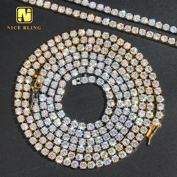 Wholesale price 18k gold plated hip hop jewelry 316l stainless steel tennis chain 4mm 5a CZ diamond tennis necklaces bracelets