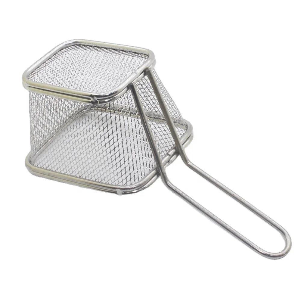 Kitchen Stainless Steel square Rectangle Wire Mesh Serving Mini Small Holder Taco Shell French Fries Fry Deep Fryer Basket