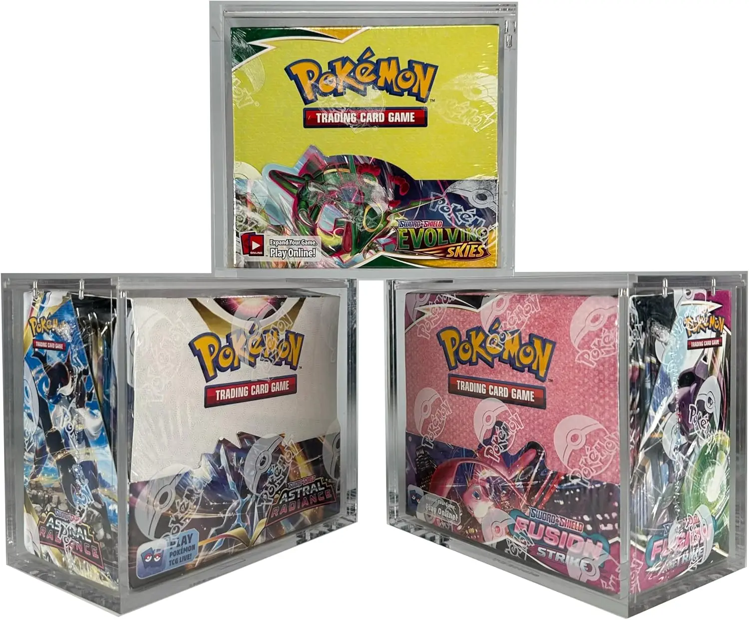 Pokemon Booster Box Case Sliding Magnetic Lid Clear Acrylic Display Rack  for Card Storage Protective Case Hard Storage Features