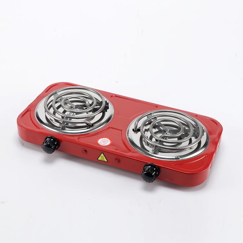 1pc US Plug 110V 60Hz Electric Countertop Double Burner, 2000W