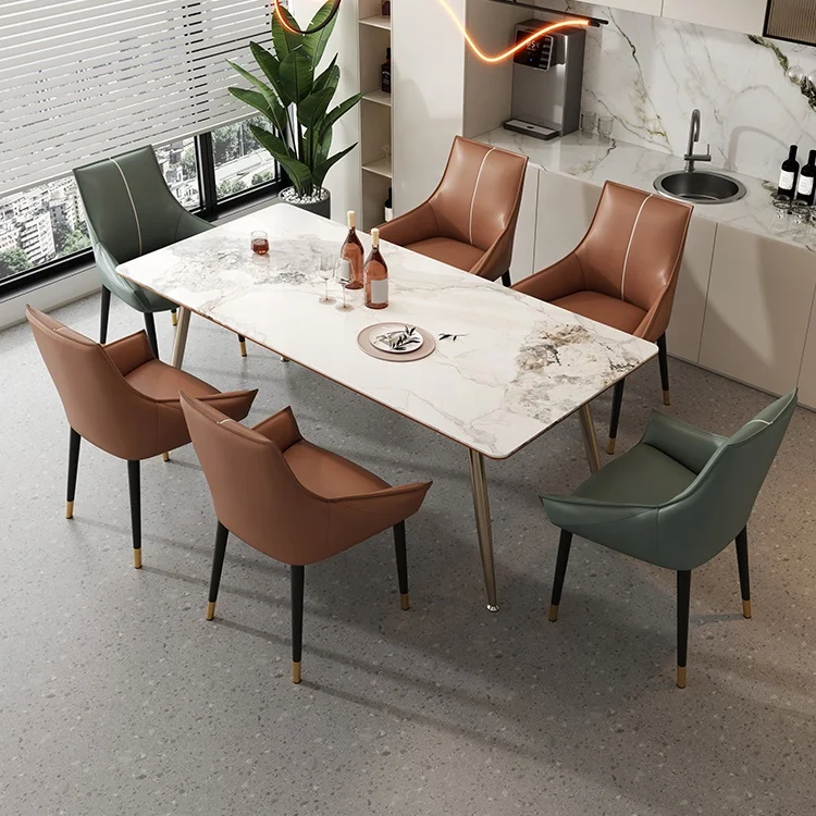 Dining Chair Design Table Nordic Cheap Indoor Home Furniture Restaurant Modern Luxury Room Leather Metal Dining Chair for Sale