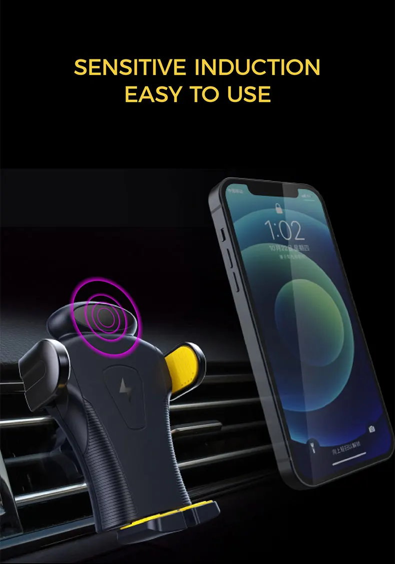 Custom Logo Qi2 15W Fast Charge Air Outlet Auto Clamping Wireless Car Charger for Universal Mobile Phone