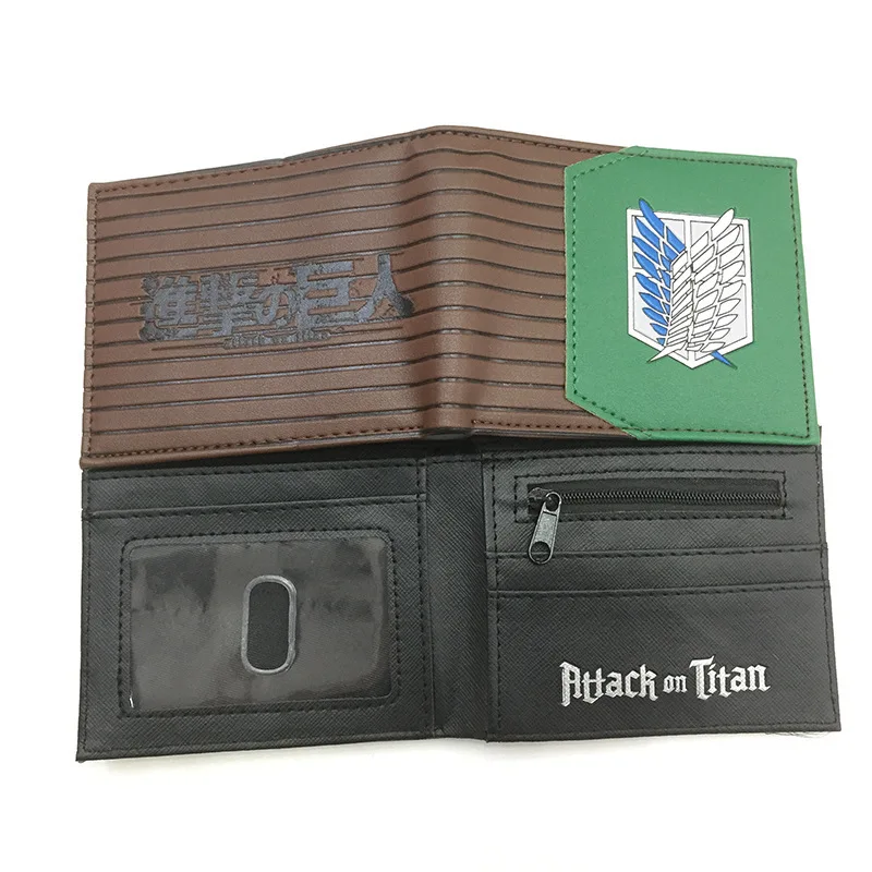 11 Designs Attack on Titan Short Anime Wallets Freedom Wing Metal Sign Coin Purse Short Cardholder Wallet