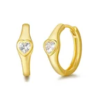 Stone Earrings Cubic Zirconiaearrings Gemnel New Design Gold Plated Jewelry Round Cut Cubic Zirconia Heart Stone Huggie Earrings