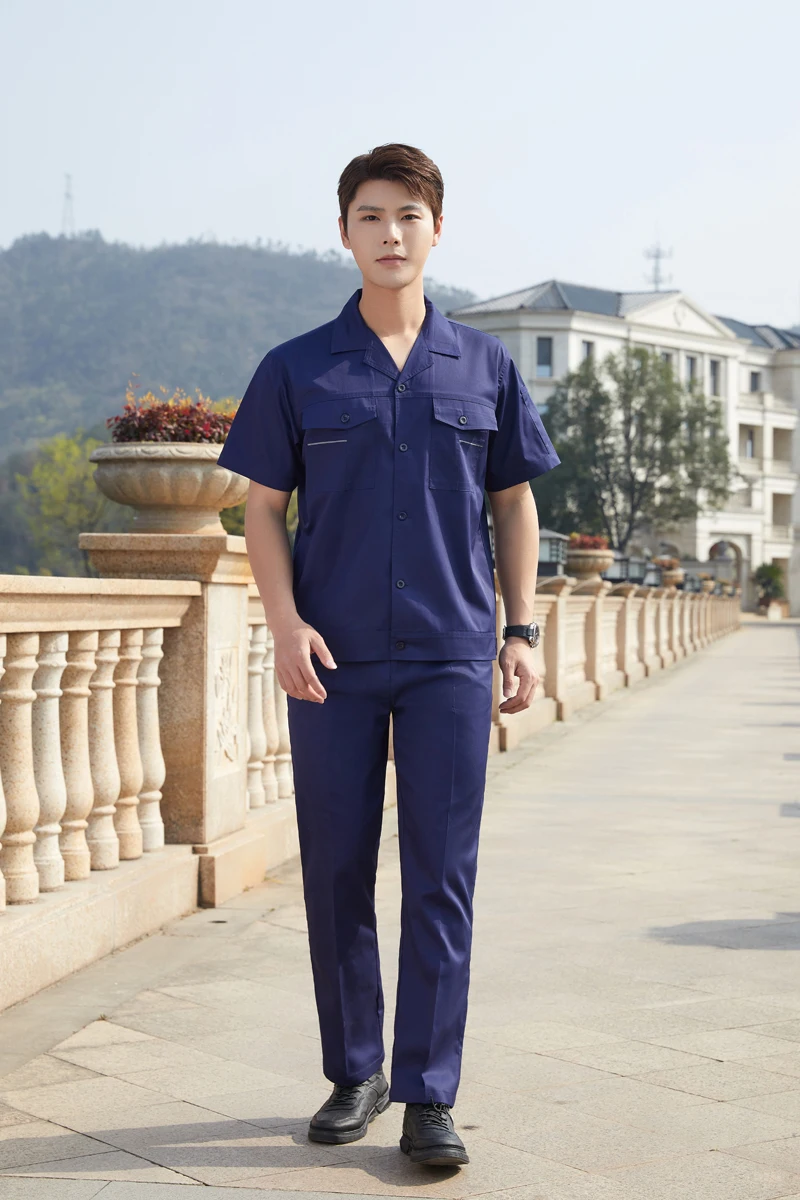Summer workwear set men thin long short-sleeved site workshop labor protection construction engineer