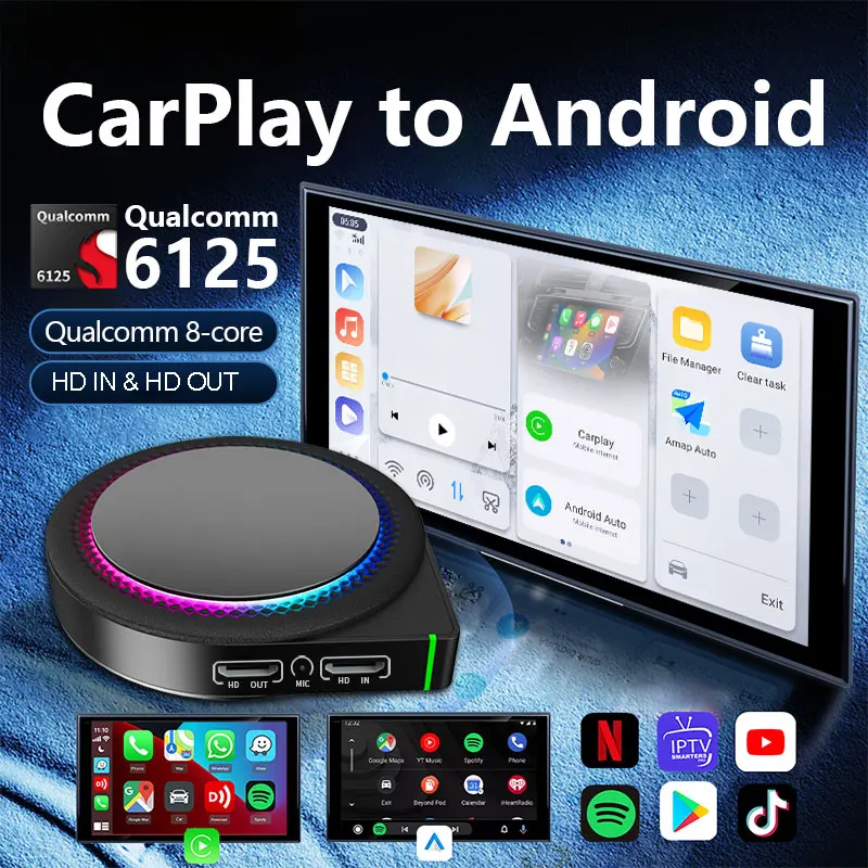GT6 Pro Android Ai Box: Wireless Carplay & Android Auto with TF