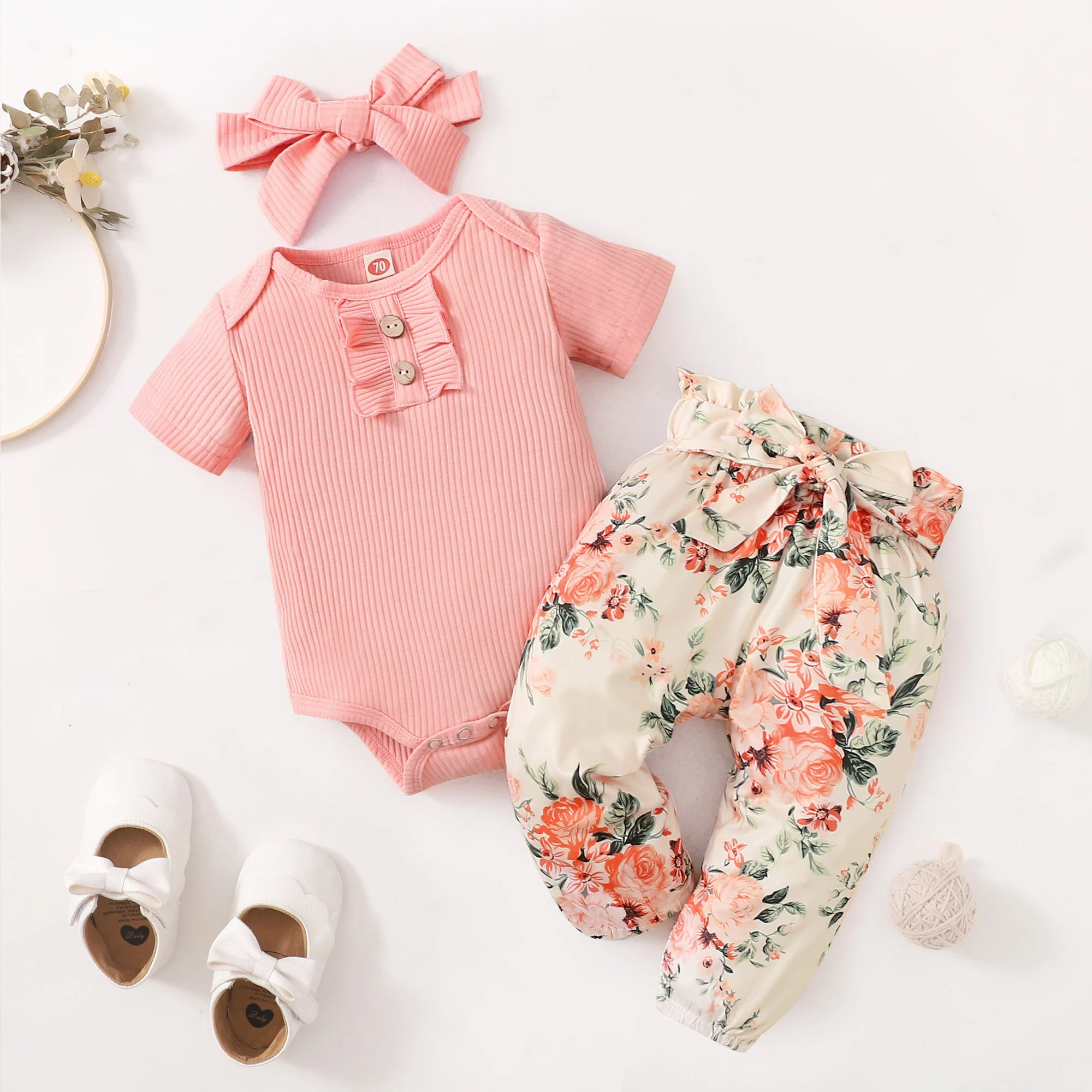 Newborn Baby Girl Clothes Outfits Rompers Pants Set Floral Baby Girls ...