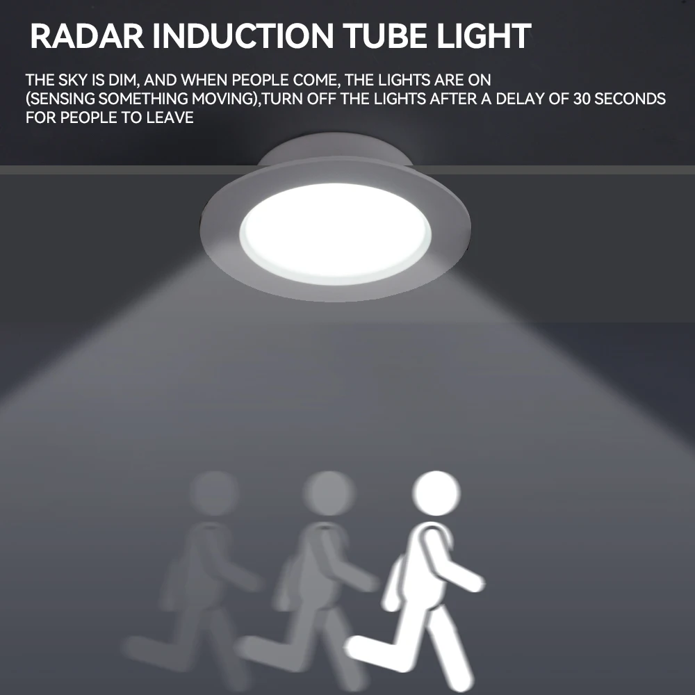 New Radar Induction Motion Sensor Recessed Light Led Spot Light for Bedroom Living Room Downlights Retrofit Ceiling 5W AC220V 80