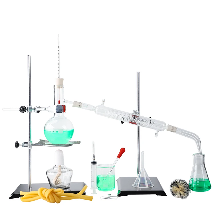 Заводская поставка 250 мл чемодан в упаковке аппарат для дистилляции набор химической лабораторной посуды травяной