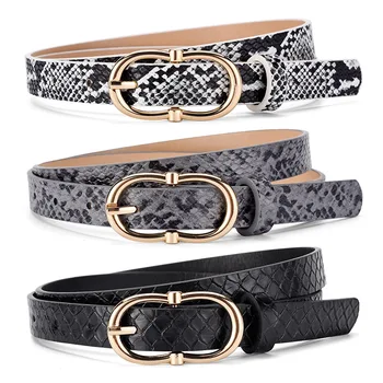 Factory OEM Wholesale Fashion Casual Women Pu Leather Belts snake texture belt