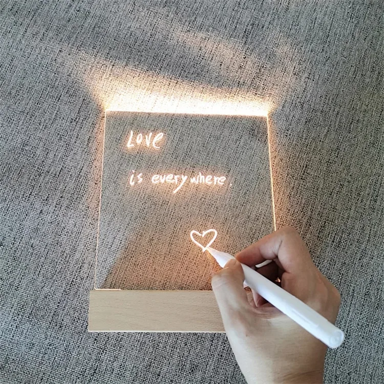 Erasable LED Message Writing Board Blank Acrylic Memo Lamp LED Night Light With Various Custom Bases