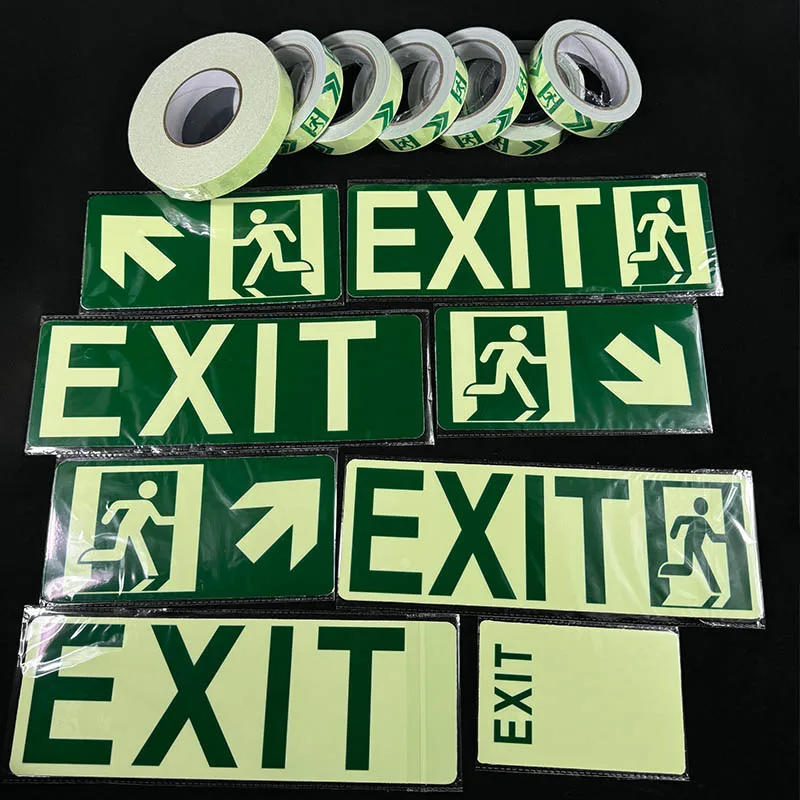 Custom Photoluminescent Film Eco Solvent Printing Self Adhesive Luminous Tape Aluminium Exit Stickers Glow in The Dark details