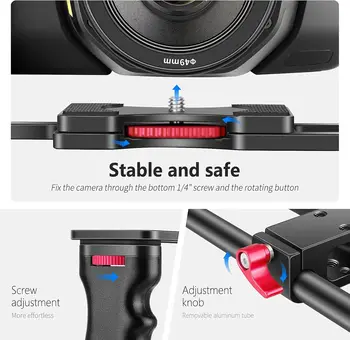 NEEWER Camera Video Cage Film Movie Making Kit, Aluminum Alloy with Top Handle, Dual Hand Grip, Two 15mm Rods, Compatible with detail image