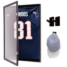 Factory Offer Wooden Sports Shadow Box Football Basketball Display Stand Jersey  t shirt display Frame Case