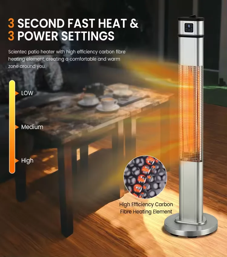 Remote Controlled Standing Infared Bathroom Heizstrahl Terass Freestanding Patio Heater