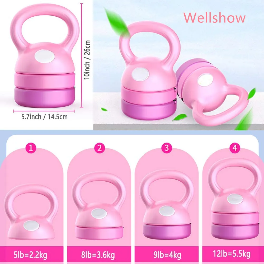 Wellshow Adjustable Kettlebell Weights 5lbs 8lbs 9lbs 12lbs For Women