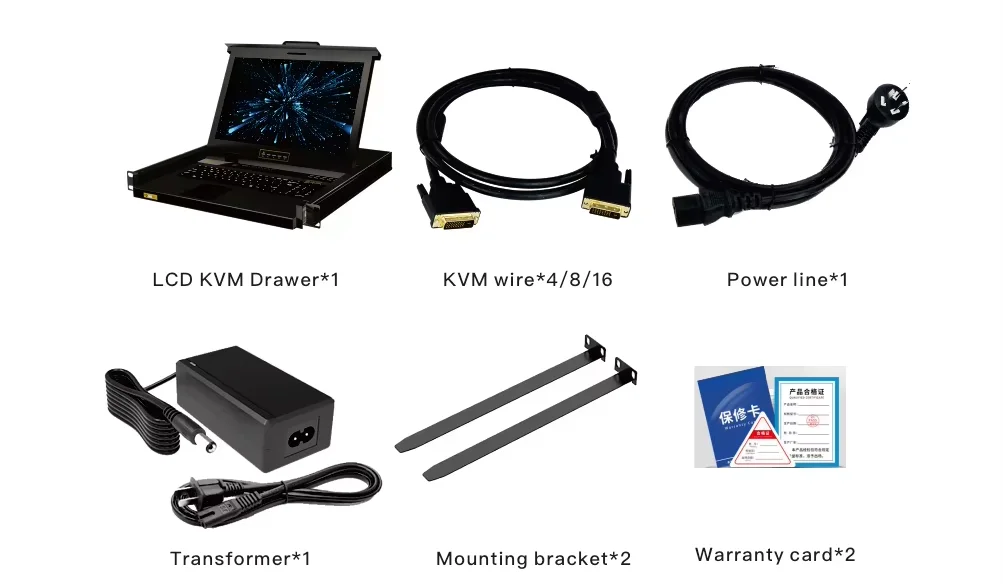 1U Rack Mount Drawers Console Hotkey OSD Control 4 8 16 Port 1080p HD ...