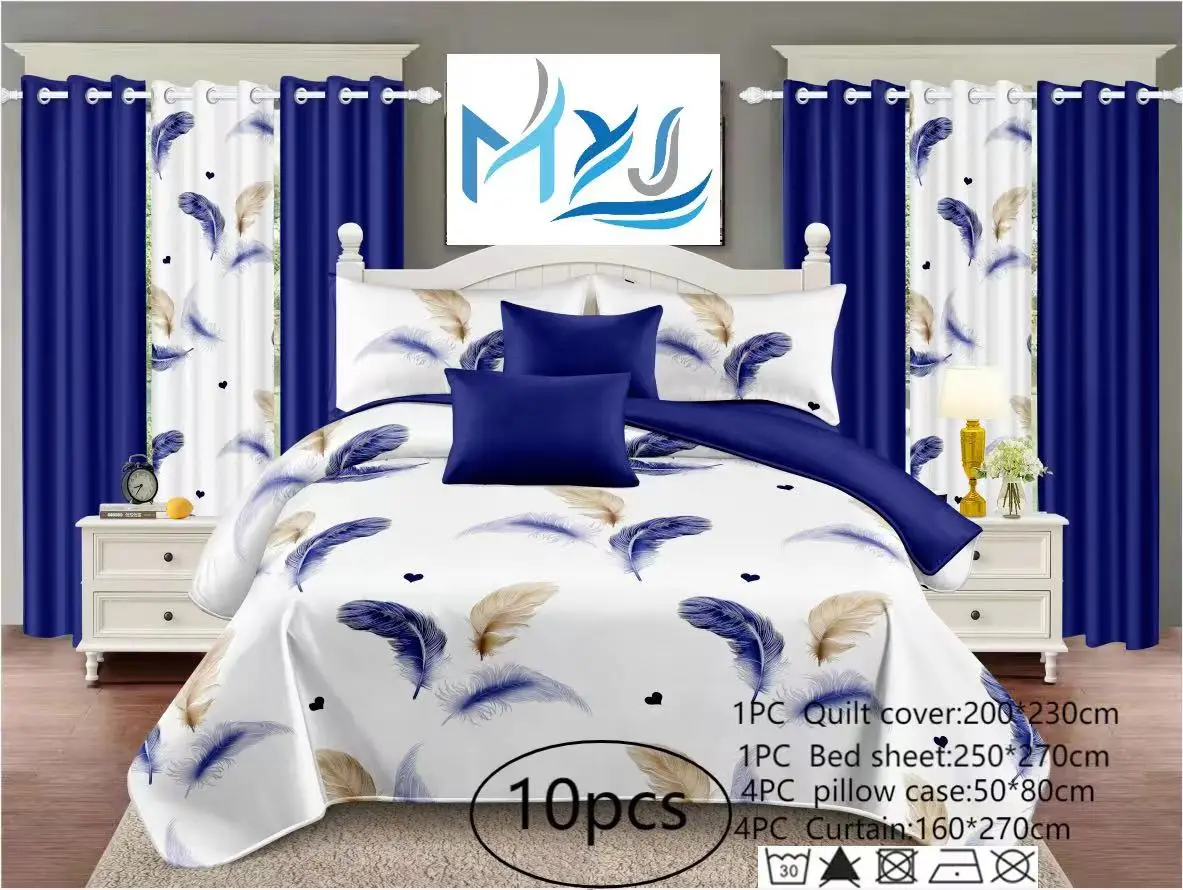 American Styles Sheet Set And Curtain 100 Polyester Bedsheet Set With