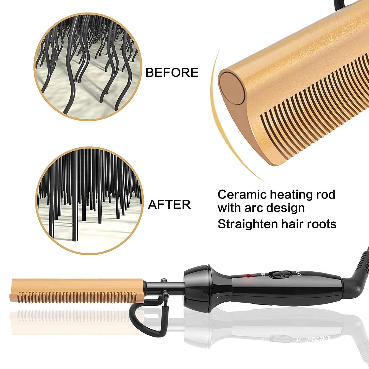 New Mini Hot Comb Electric Wig Pressing Comb Straightening Brush Natural Black Hair African Iron
