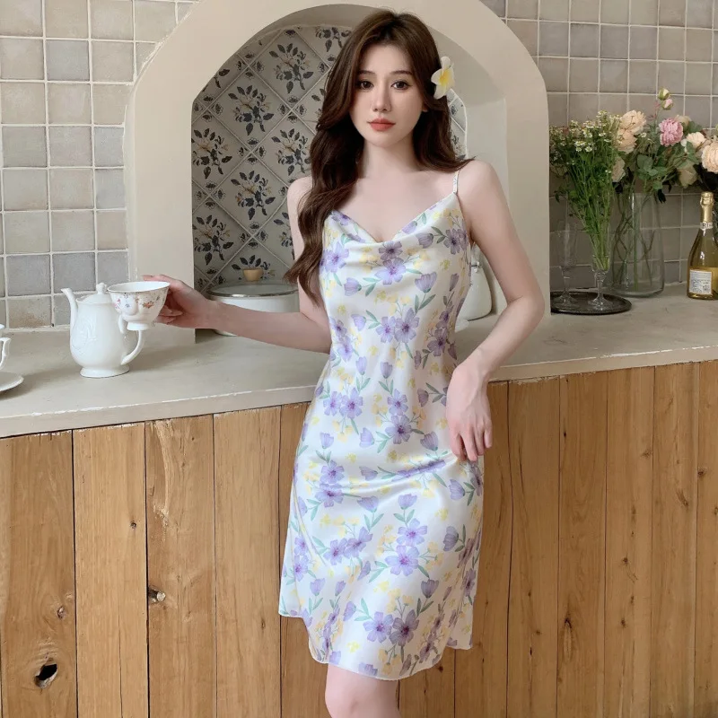 Samwestart Custom Design Comfortable Silk Satin Sexy Fat Women Sleepwear Sexy Pajama Set for Women Hot Sexy Night Sexy Bedroom