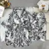 Set da 3 pezzi in cotone nero con motivo paesaggistico a inchiostro