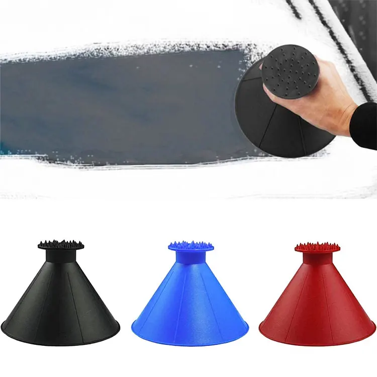 Custom Logo Car Ice Scraper Wind Shield Snow Shovel Round Cone Plastic